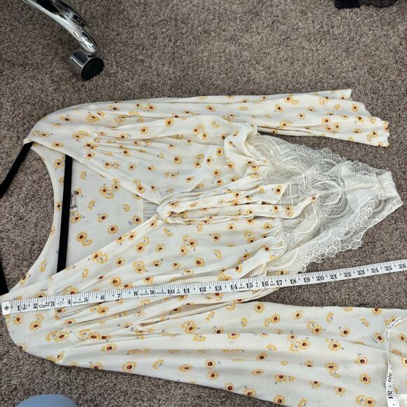 Intimately Free People Forties Feels Bodysuit Ivory Sunflower Hippie Boho - Picture 9 of 13